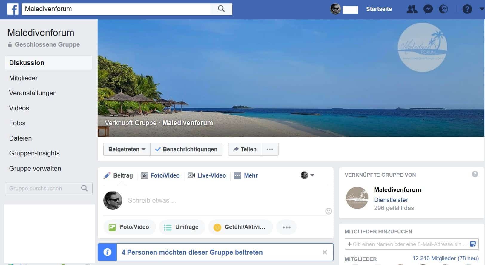 Maledivenforum Facebook-Gruppe